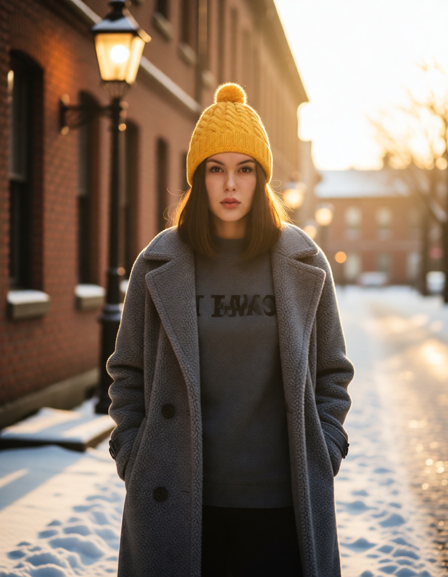 Knit bobble hat